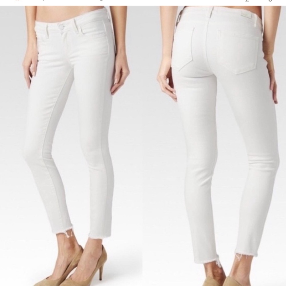 ✨ Paige white Verdugo crop raw hem jeans EUC *worn once*